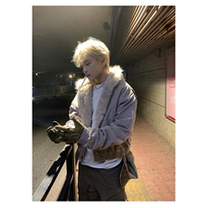 青少年美式复古小众设计感毛领连帽棉服棉衣男女短款冬季外套ins，男装棉衣，星座506A