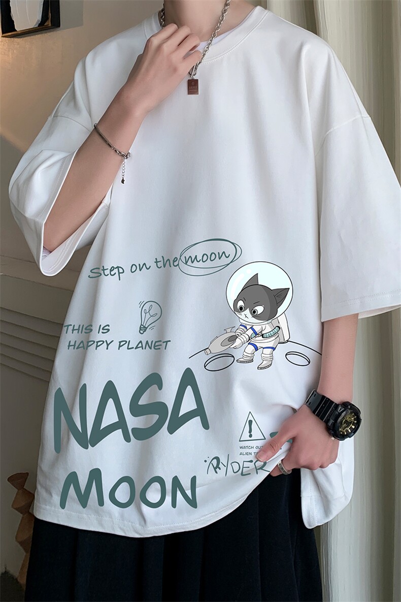 NASA联名同款230g重磅纯棉短袖t恤男大码半袖半截袖DX17187-P20,男装T恤,电商A040