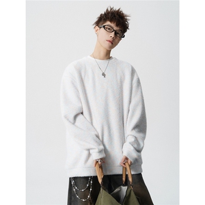 WY10156-特批40 控78 新款圆领简约套头宽松大码卫衣糯米衣服男图片