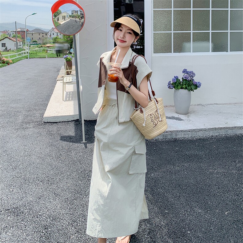 现货！薄款半身裙两件套衬衫休闲夏季工装套装裙5065P130K198,女装套装/套裙,维壹