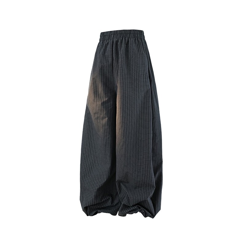 6XL-M 美式复古休闲格子裤男阔腿裤灯笼裤 K9187-P46 260g图片