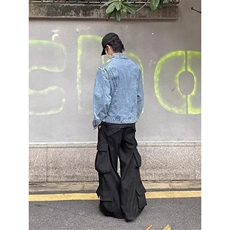 美式复古水洗做旧牛仔外套男女潮牌高街痞帅宽松夹克JK895-P73，男装工装外套，星座208-5