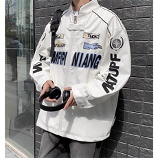 美式炸街赛车服外套男街头hiphop潮牌宽松痞帅机车服情侣皮衣夹克，男装皮衣，星座506A
