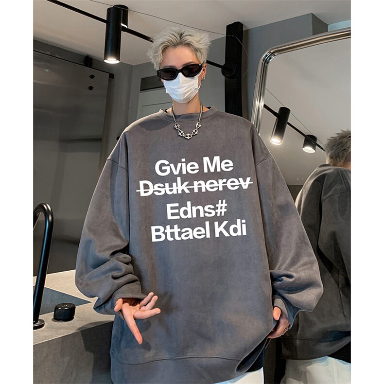 抖音得物供货提供视频秋冬重磅美式麂皮绒圆领卫衣JY389，男装卫衣，电商A486