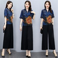 2021夏季新款简约优雅时尚气质复古文艺舒适两件套，女装套装/套裙，然然