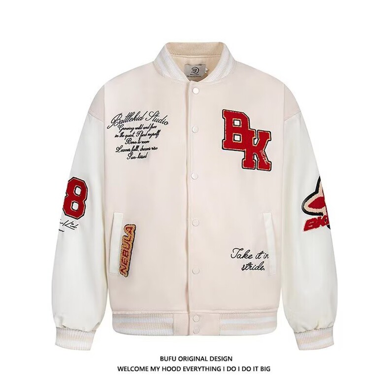 ins气质百搭新款潮流日系简约加厚龙凤尼拼皮棒球服流行文艺时尚，女装职业装，星座218-8