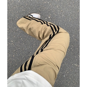 美式冰丝速干伞兵裤男夏季三条杠冲孔直筒条纹休闲裤子YK228-P40