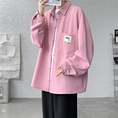衬衫男2025春季新款港风宽松大码提花长袖衬衣CS027-P45，男装衬衫，星座214-3