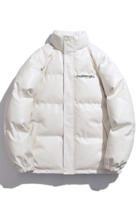 白底鳄鱼纹棉衣男手塞棉夹克PU皮棉服外套男8507P120控158图片