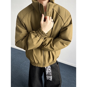 现货美式高街休闲夹克冬季三防立领纯色户外工装加厚棉服外套图片