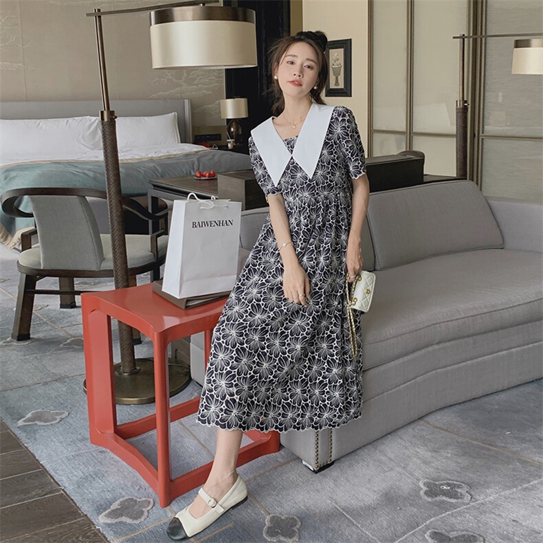 新品[重工]镂空刺绣复古V领连衣裙2C075-133-P135控188,女装连衣裙,菡迪欧娜