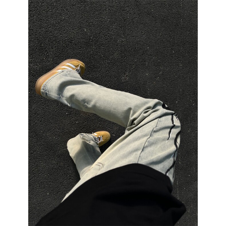 【网图】火焰牛仔裤男水洗做旧微喇vibe裤子美式高街NZ05LL特P58,男装牛仔裤,星座1007（原301D）