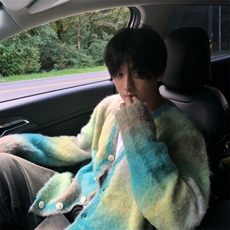 816B-KS03-P85韩网红款软糯渐变条纹开衫外套男女，男装针织衫/毛衣，星座816B