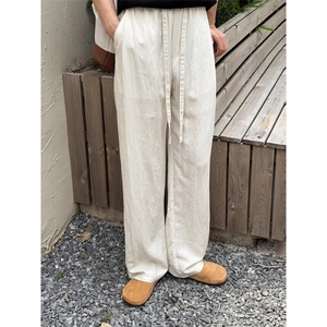【现货量大价优】亚麻凉感休闲西裤复古宽松直筒阔腿裤K08002 P50图片