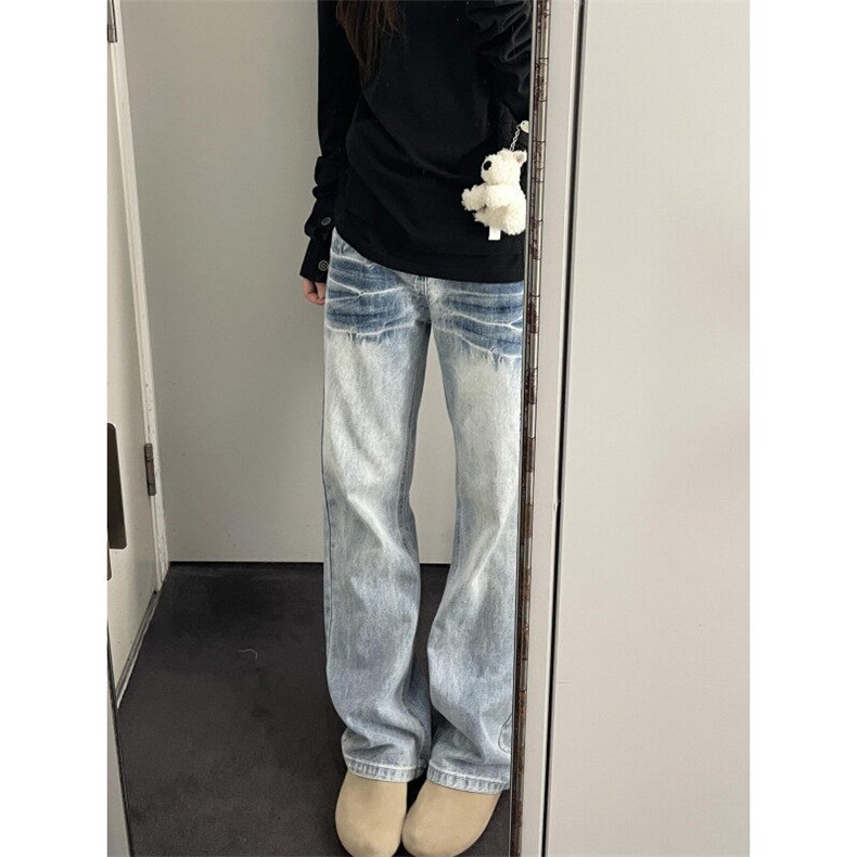 【有货】NZ455CC-特P42冰蓝闪电纹水洗牛仔裤男女宽松裤子,男装牛仔裤,星座1007（原301D）