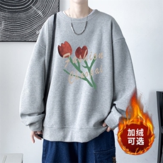 华夫格！2023秋冬新款男士圆领卫衣百搭长袖T恤HWY16P30加绒P40，男装卫衣，电商B220
