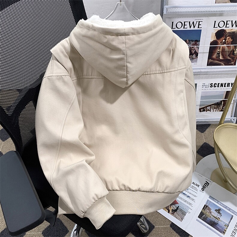 冬季加绒加厚连帽外套复古水洗宽松设计感夹克棉服,男装夹克,星座410-6（原星座1304-1）