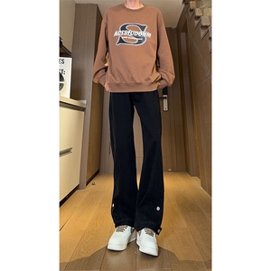 现货 复古蓝开衩扣子牛仔裤男美式休闲直筒阔腿裤 K5821-P55 控78图片