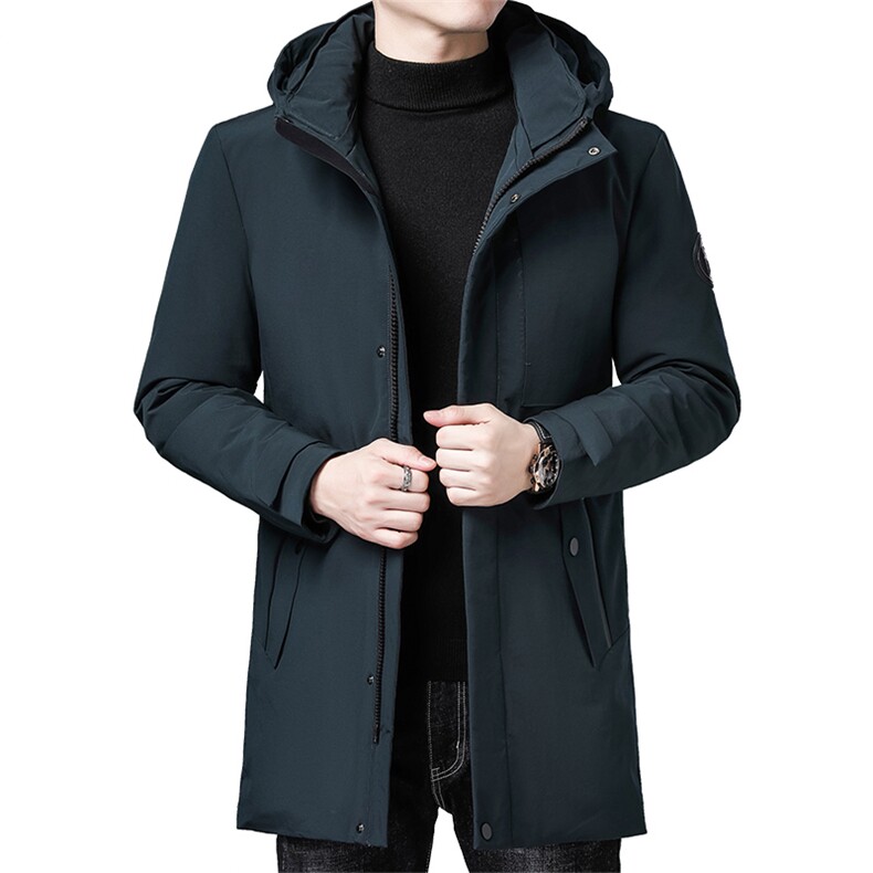 冬季中年连帽纯色羽绒服男中年爸爸装休闲时尚厚外套ZS20692-P285，男装羽绒服，电商B212（原钱塘6029）