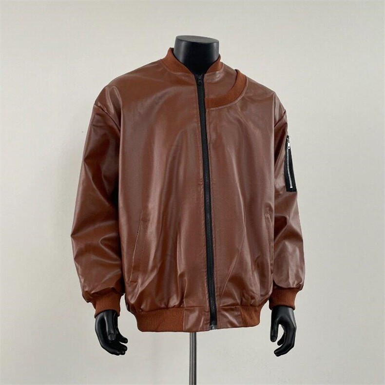 YW155LL-特P60Cleanfit纯黑色皮衣外套男高级感痞帅飞行员夹克,男装夹克,星座1007（原301D）