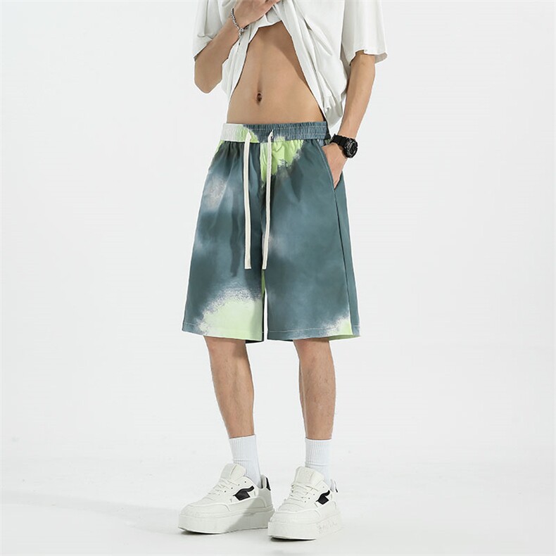 特批22渐变抽绳短裤男夏季新款宽松休闲潮流百搭短裤DK003P-22,男装牛仔裤,电商A128