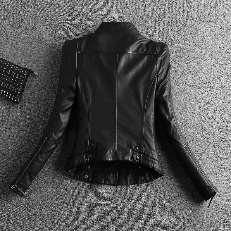 现货款一直做的款修身女款机车服皮外套女皮夹克1608332,女装短外套,艾青服饰