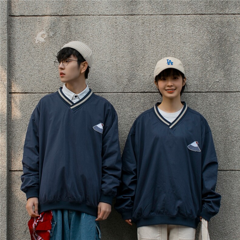 女装类目情侣装春装2021新款韩版印花V领卫衣女宽松外套D66，女装卫衣/绒衫，电商A335-1（原A458）