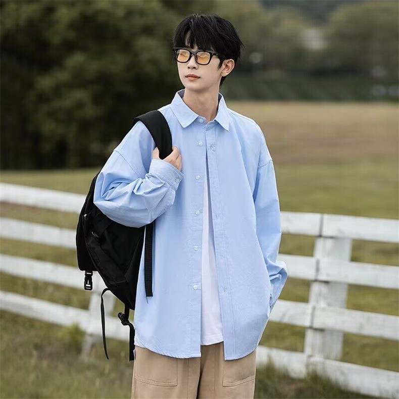 翻领衬衫男生春秋季纯色C3031P35，男装衬衫，星座1116-2