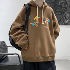 纯棉连帽卫衣男大码运动帽衫宽松薄WY2301-P35加绒款-P40，男装卫衣，电商A040