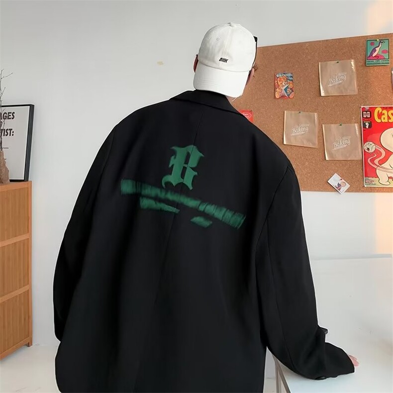 垂感西装外套男2024秋季高街潮牌潮流英伦风宽松小西服W3822-P57,男装西服,星座412-3