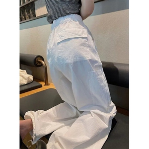 休闲工装裤女夏季韩版网红褶皱降落伞裤宽松百搭拖地裤 K199图片