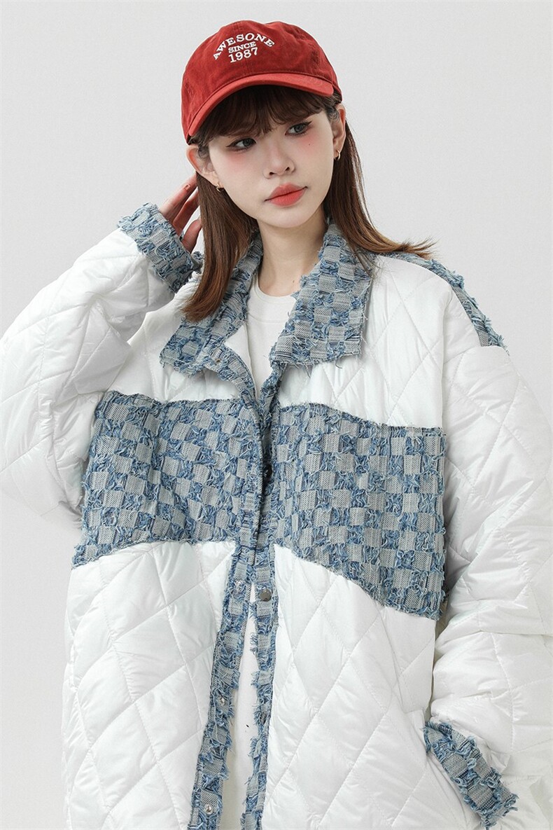 牛仔拼接棉衣加厚夹克夹棉外套大码港风日系1016-1W76P128K158,男装棉衣,星座1016-1（原电商B408-1）
