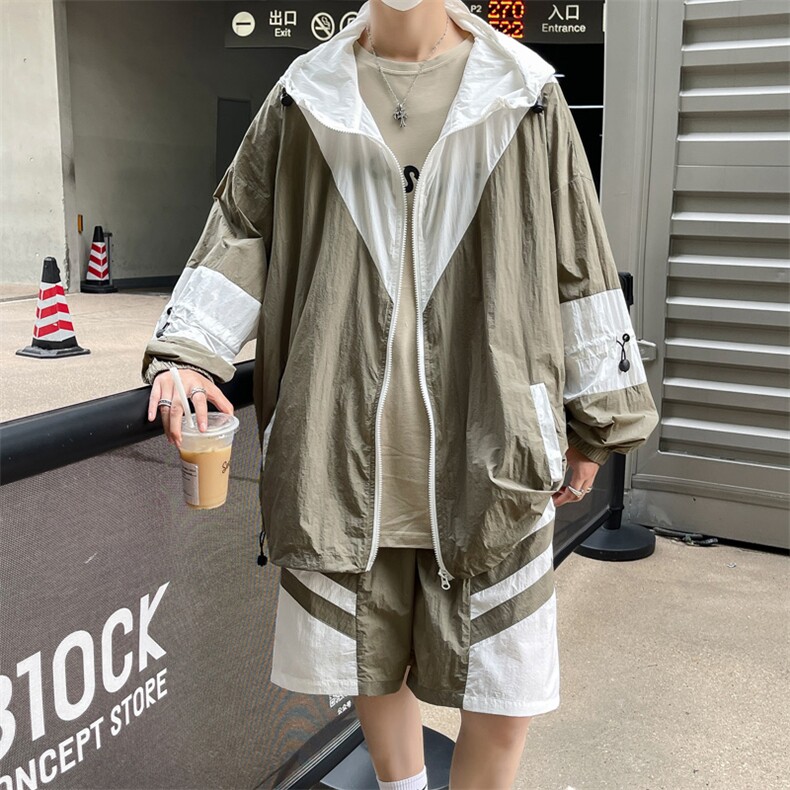 夏季防晒服套装运动风拼色时尚防晒衣夹克衫男XZ514-2-1609-P98,男装防晒衣,星座514-2(原B239)