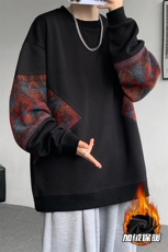8XL-M民族风加绒加厚卫衣男款冬季拼接套头衫特大码外套WY005P58，男装卫衣，电商B312