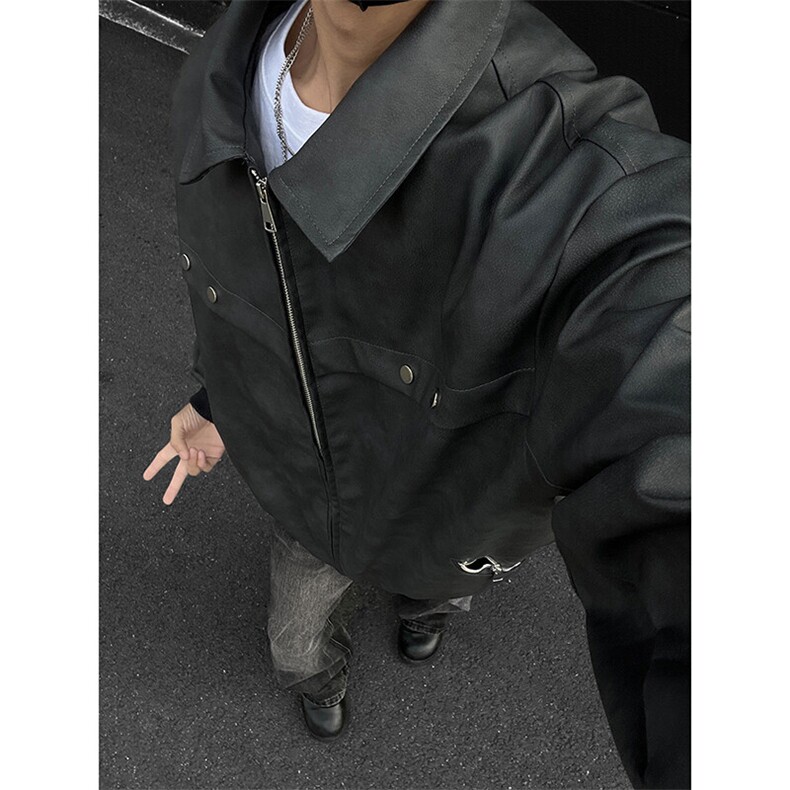 ！2025春季新款男士皮夹克潮牌春装外套JK777特P75图片