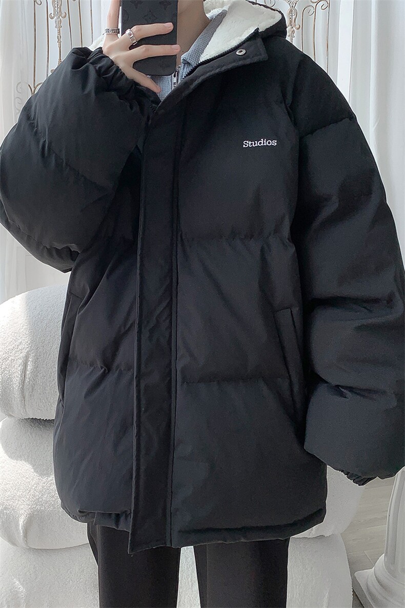 MY6139/P110冬季连帽宽松刺绣羊羔毛棉衣男大码面包服棉袄外套男,男装棉衣,电商A141