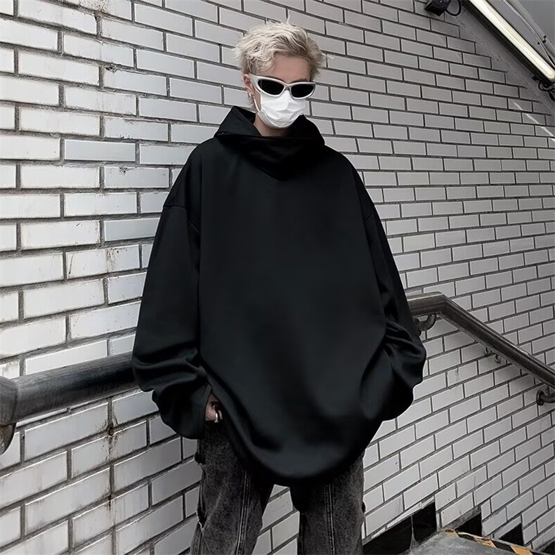 立领小众连帽卫衣男套头宽松百搭休闲上衣春秋情侣帽衫Q40/P52,男装卫衣,星座506