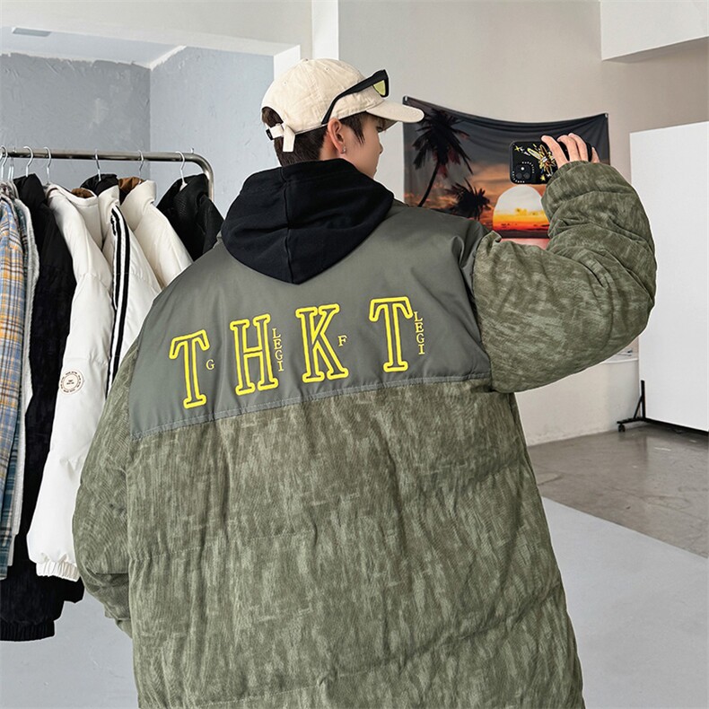 港风棉衣棉服迷彩灯芯绒拼接面包服立领棉袄外套量大有差1615-P80,男装棉衣,星座207