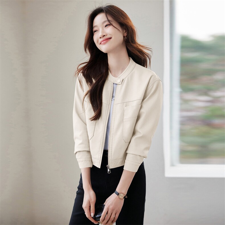 2025早春秋季新款小个子外套皮夹克女装短款衣服时尚休闲上衣开衫,女装皮衣,潮流依族