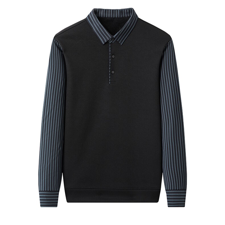 长袖t恤男纯色卫衣春秋季polo衫中年潮流假两件上衣服2023新款,男装卫衣,电商B212（原钱塘6029）