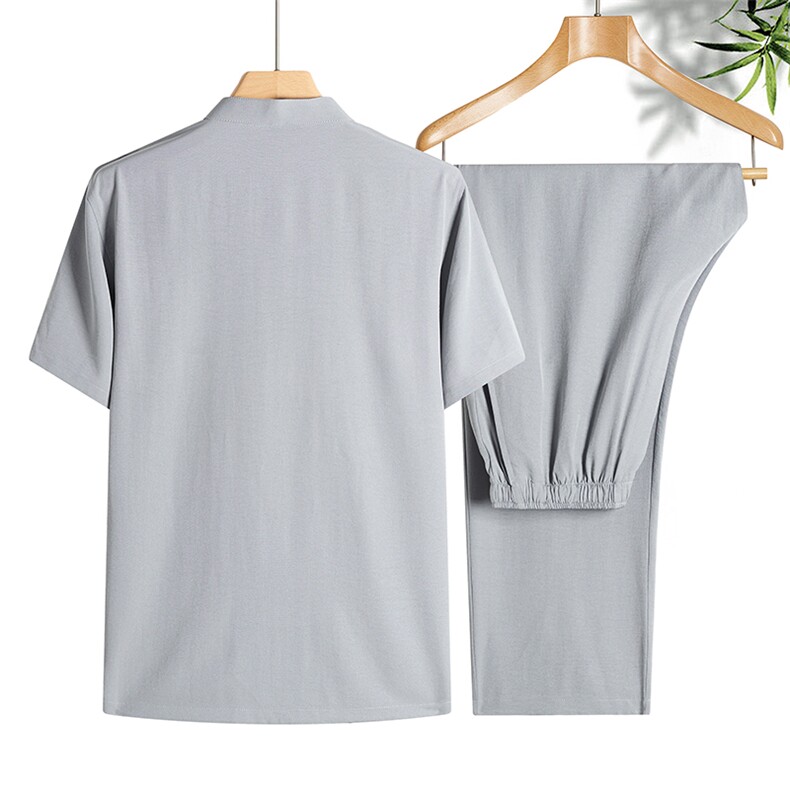 风唐装套装爸爸男款中式短袖夏装爷爷汉服宽松TR2185-P95,男装民族服装,星座1105-3