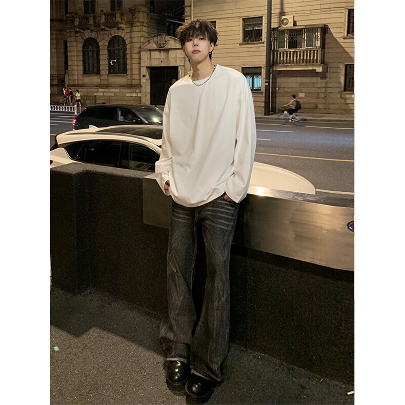 宽松复古百搭简约内搭打底衫日系纯棉休闲T桖上衣HY10TP17控29,男装T恤,电商A102B