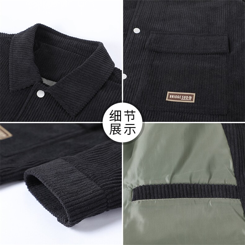 高品质灯芯绒外套男士新款工装夹克潮牌纯色潮流翻领上衣JK05-P60,男装夹克,星座1403A
