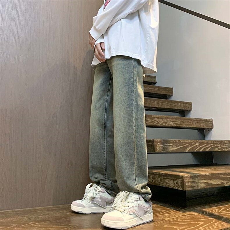 深度库存！牛仔裤美式高街复古直筒阔腿长裤男A080-9601-P40控68,男装牛仔裤,电商A080