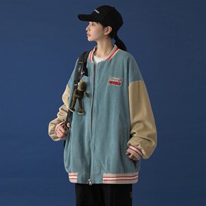 20年秋冬新款拼色水洗固色100%棉灯芯绒棒球服DS-B293-Y775-P90图片