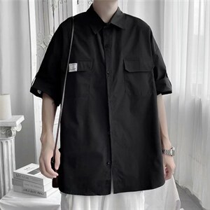 衬衫港风夏季ins短袖衬衣日系高级感外套潮牌宽松上衣 W1066-P30图片