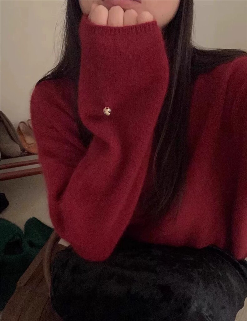 新款女装百搭宽松羊毛羊毛衫时尚保暖上衣,女装羊毛衫,恩泰羊绒