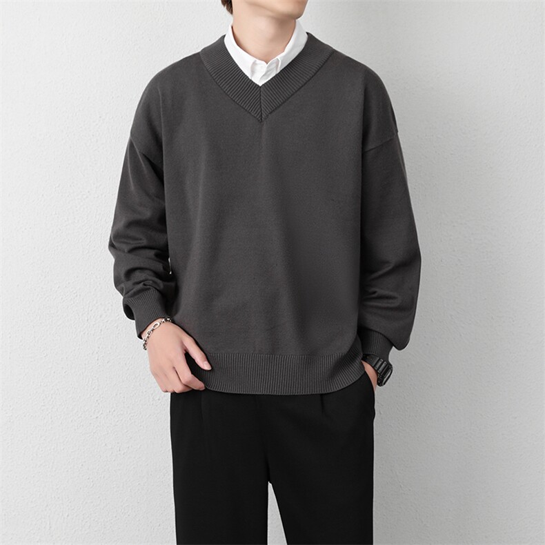 1506A/GM030/P50套头大码纯色男士V领打底针织1,男装T恤,星座1506A