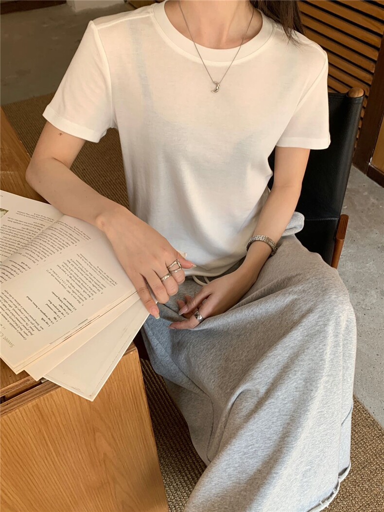 天丝羊毛圆领短袖面膜T恤，女装T恤，庆大羊绒