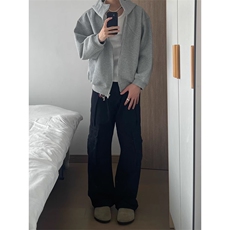 开衫拉链卫衣男秋季高级感痞帅美式连帽衫廓形解构外套W31，男装卫衣，星座1116A（原606A-3）